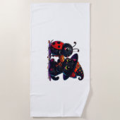 可愛いラディバグと黒猫ハロウィンクラシックのT士 ビーチタオル (正面)