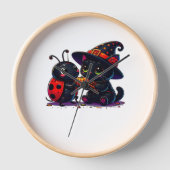 可愛いラディバグと黒猫ハロウィンクラシックのT士 壁時計 (正面)