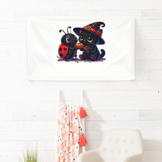 可愛いラディバグと黒猫ハロウィンクラシックのT士 横断幕 (インサイチュ)