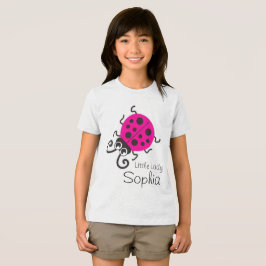 可愛いラディバグの女の子の名前ピンクの白Tシャツ トライブレンドTシャツ