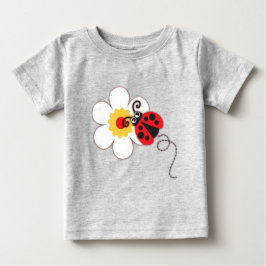 可愛いラディバグの女の子の赤い白Tシャツ ベビーTシャツ