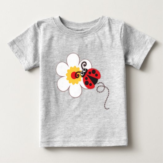 可愛いラディバグの女の子の赤い白Tシャツ ベビーTシャツ (正面)