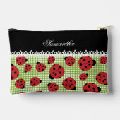 可愛いラディバグの緑と名前をカスタムするの黒 アクセサリーポーチ (裏面)
