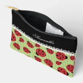 可愛いラディバグの緑と名前をカスタムするの黒 アクセサリーポーチ (見開き)