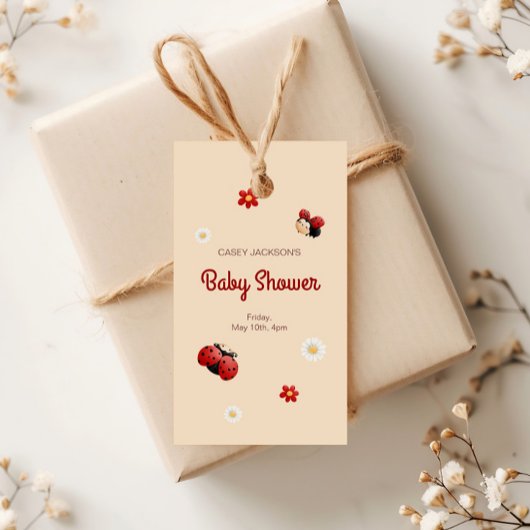 可愛いラディバグの花ベビーシャワー ギフトタグ