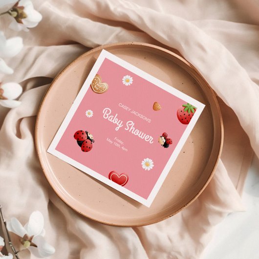 可愛いラディバグの花ベビーシャワー スタンダードカクテルナプキン