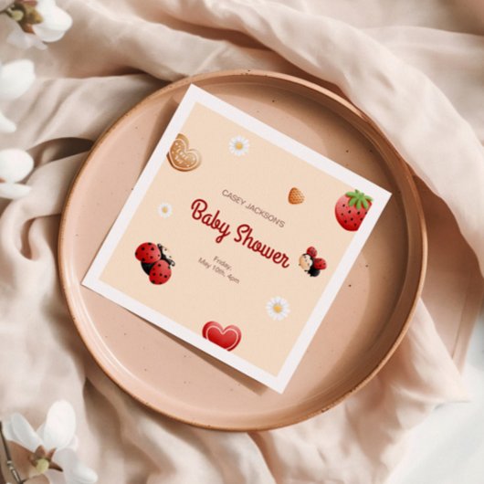 可愛いラディバグの花ベビーシャワー スタンダードカクテルナプキン