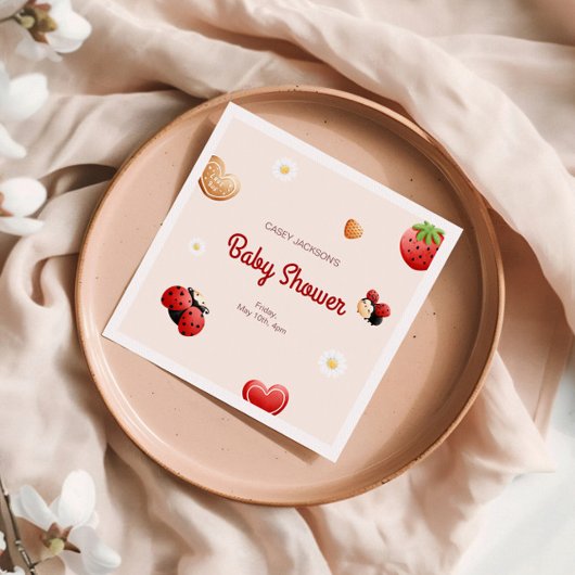 可愛いラディバグの花ベビーシャワー スタンダードカクテルナプキン