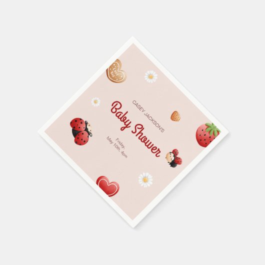 可愛いラディバグの花ベビーシャワー スタンダードカクテルナプキン (角)