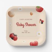 可愛いラディバグの花ベビーシャワー ペーパープレート (正面)