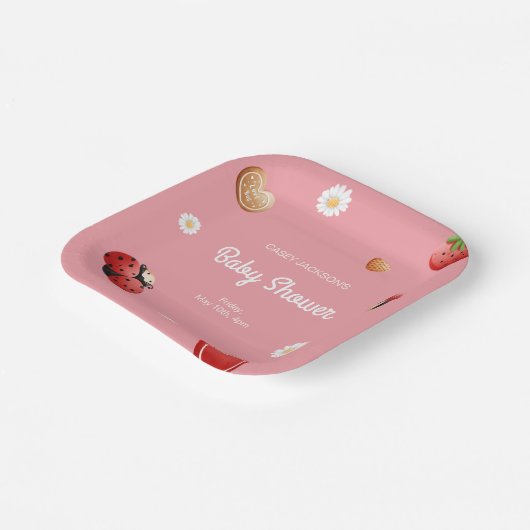 可愛いラディバグの花ベビーシャワー ペーパープレート (傾斜あり)