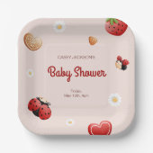 可愛いラディバグの花ベビーシャワー ペーパープレート (正面)