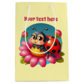 可愛いラディバグカスタマイズ可能な女の子のパーティー ミディアムペーパーバッグ (正面)