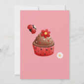 可愛いラディバグカップケーキフラワーベビーシャワー 招待状 (裏面)