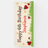 可愛いラディバグテーマハッピーバースデーバナー 横断幕 (縦)