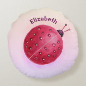 可愛いラディバグピンクガール名 ラウンドクッション (裏面)