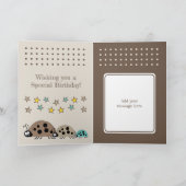 可愛いラディバグ名星スターブラウン子供の誕生日 カード (内部)