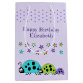 可愛いラディバグ名星パープルを追加 ミディアムペーパーバッグ (正面)