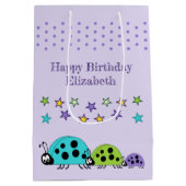 可愛いラディバグ名星パープルを追加 ミディアムペーパーバッグ (裏面)