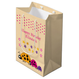 可愛いラディバグ名星ピンク ミディアムペーパーバッグ