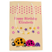 可愛いラディバグ名星ピンク ミディアムペーパーバッグ (正面)