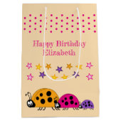 可愛いラディバグ名星ピンク ミディアムペーパーバッグ (裏面)