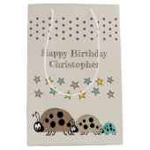 可愛いラディバグ名星ブラウンを追加 ミディアムペーパーバッグ (正面)