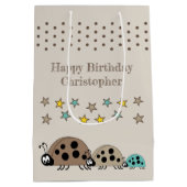 可愛いラディバグ名星ブラウンを追加 ミディアムペーパーバッグ (裏面)