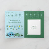 可愛いラディバグ名星ブルー子供の誕生日 カード (内部)