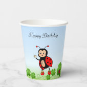 可愛いラディバグ四葉クローバー誕生日パーティー 紙コップ (裏面)