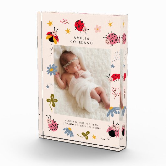 可愛いラディバグ女の子のスクエアフォトキープサケ フォトブロック (右)