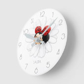 可愛いラディバグ女の子の名前ラディバグのラウンドクロック ラウンド壁時計 (傾斜)