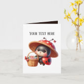 可愛いラディバグ愛好家がメッセージを追加 カード (黄色い花)