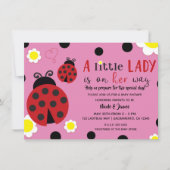 可愛いラディバグ花ピンクの女の子赤ちゃんシャワーinvitat 招待状 (正面)