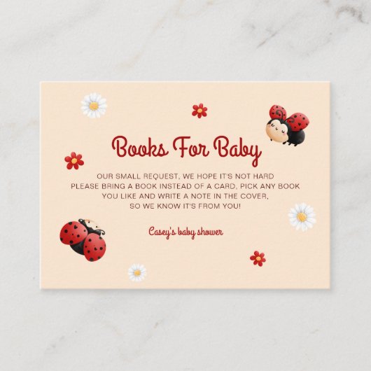 可愛いラディバグ花赤ちゃんシャワー本ベビー エンクロージャーカード (正面)