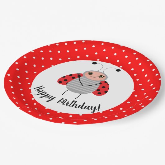 可愛いラディバグ誕生日パーティープレート ペーパープレート (アングル)