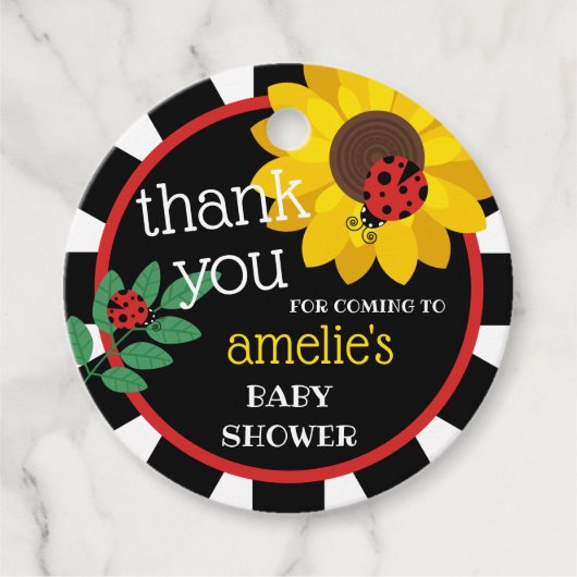 可愛いラディバグ赤ちゃんシャワーありがとう フェイバータグ (正面)