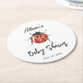 可愛いラディバグ赤ちゃんシャワー ラウンドペーパーコースター (アングル)
