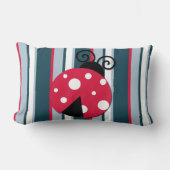 可愛いラディバグ赤白青ストライプパターン ランバークッション (正面)