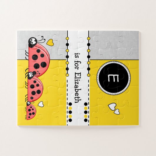 可愛いラディバグ黄色の名前子供 ジグソーパズル (横)