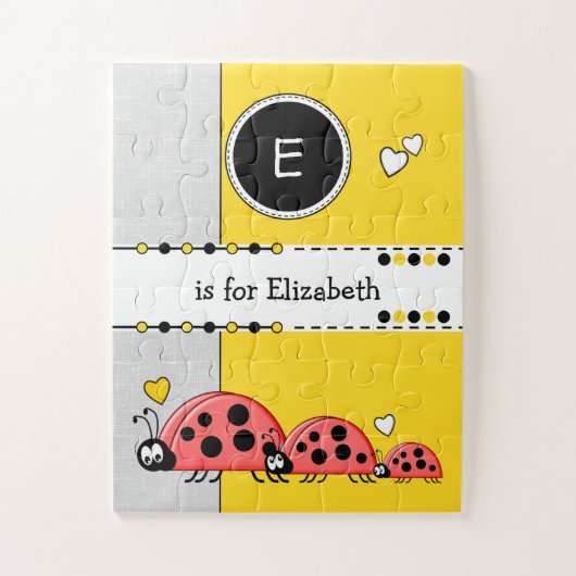 可愛いラディバグ黄色の名前子供 ジグソーパズル (縦)