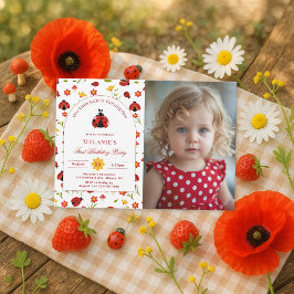 可愛いラディバグ1stバースデーフォト招待状 招待状