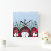 可愛いラディバグ スクエア壁時計 (ホーム)