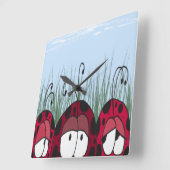 可愛いラディバグ スクエア壁時計 (傾斜)