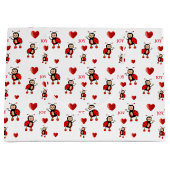 可愛いラディバグ、ハートと白の喜び文字 ラージペーパーバッグ (正面)