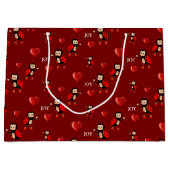 可愛いラディバグ、ハートと赤の喜び文字 ラージペーパーバッグ (正面)