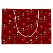 可愛いラディバグ、ハートと赤の喜び文字 ラージペーパーバッグ (裏面)