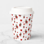 可愛いラディバグ，ハート&ジョイ文字オンホワイト 紙コップ (左)