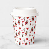 可愛いラディバグ，ハート&ジョイ文字オンホワイト 紙コップ (右)