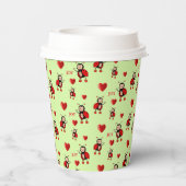 可愛いラディバグ，ハート&ライトグリーン上の喜び文字 紙コップ (裏面)